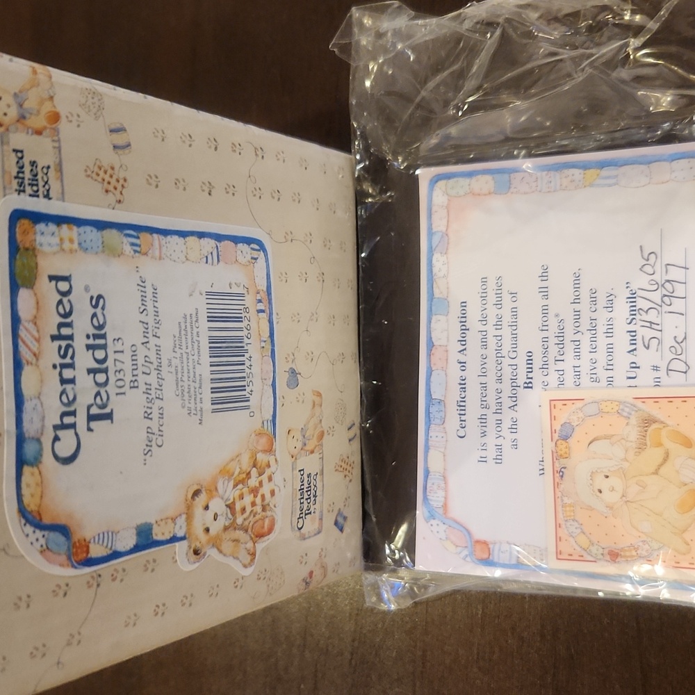 Cherished Teddies Enesco Figurine Bruno "Step Right Up And Smile" 1995, Orig Box - Picture 6 of 6